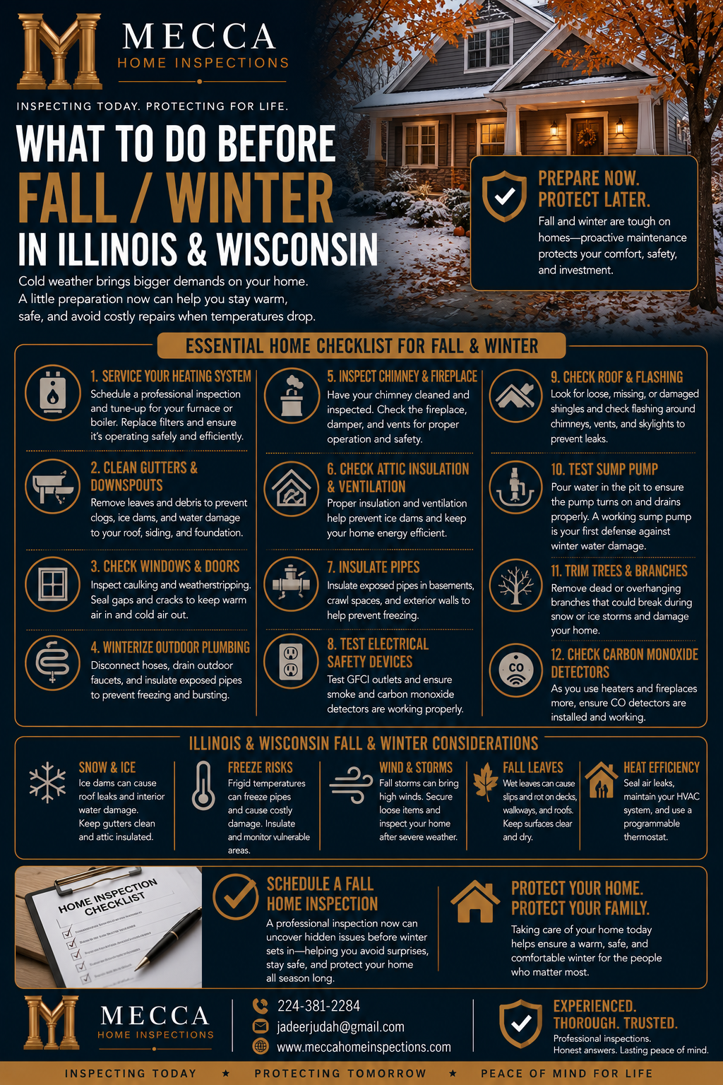 Fall/Winter Home Prep resource by Mecca Home Inspections
