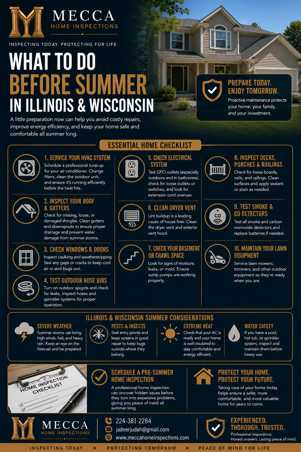 What To Do Before Summer in Illinois & Wisconsin resource by Mecca Home Inspections