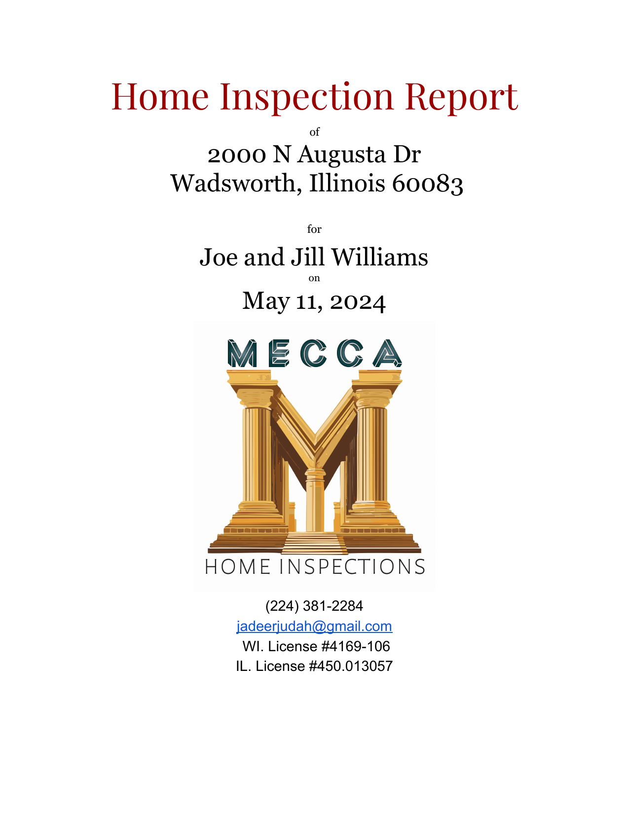 Sample home inspection report page 1