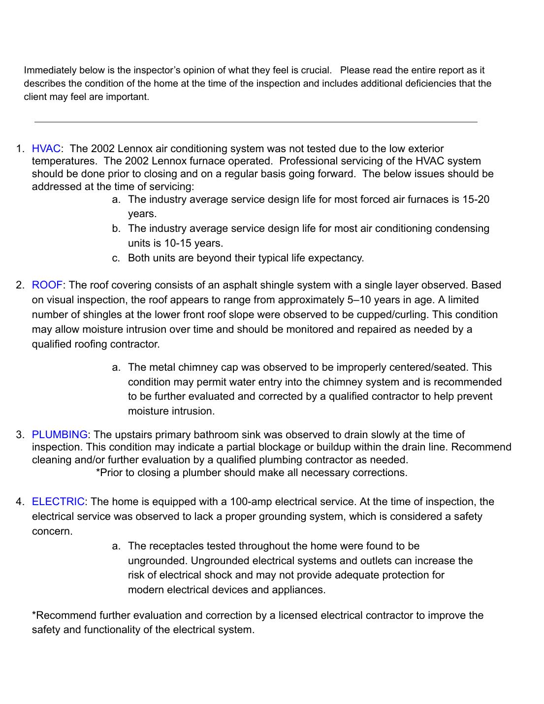Sample inspection report page 2